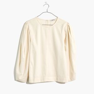 Crepe Puff-Sleeve Seamed Top Size S
